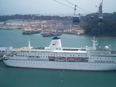 Cruise liner seen from the cable car in Singapore - February 2008