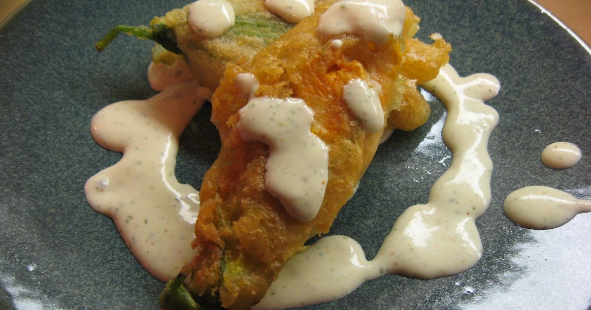 The Veggie Project Stuffed Squash Blossoms with Cilantro Serrano Cream