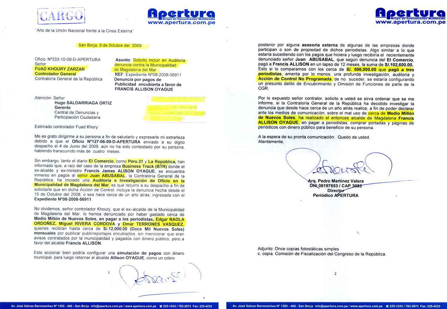 COMUNICACION DE APERTURA comunicacion de apertura: