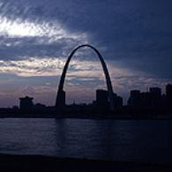 St. Louis  MO arch seen from Belleville Illinois