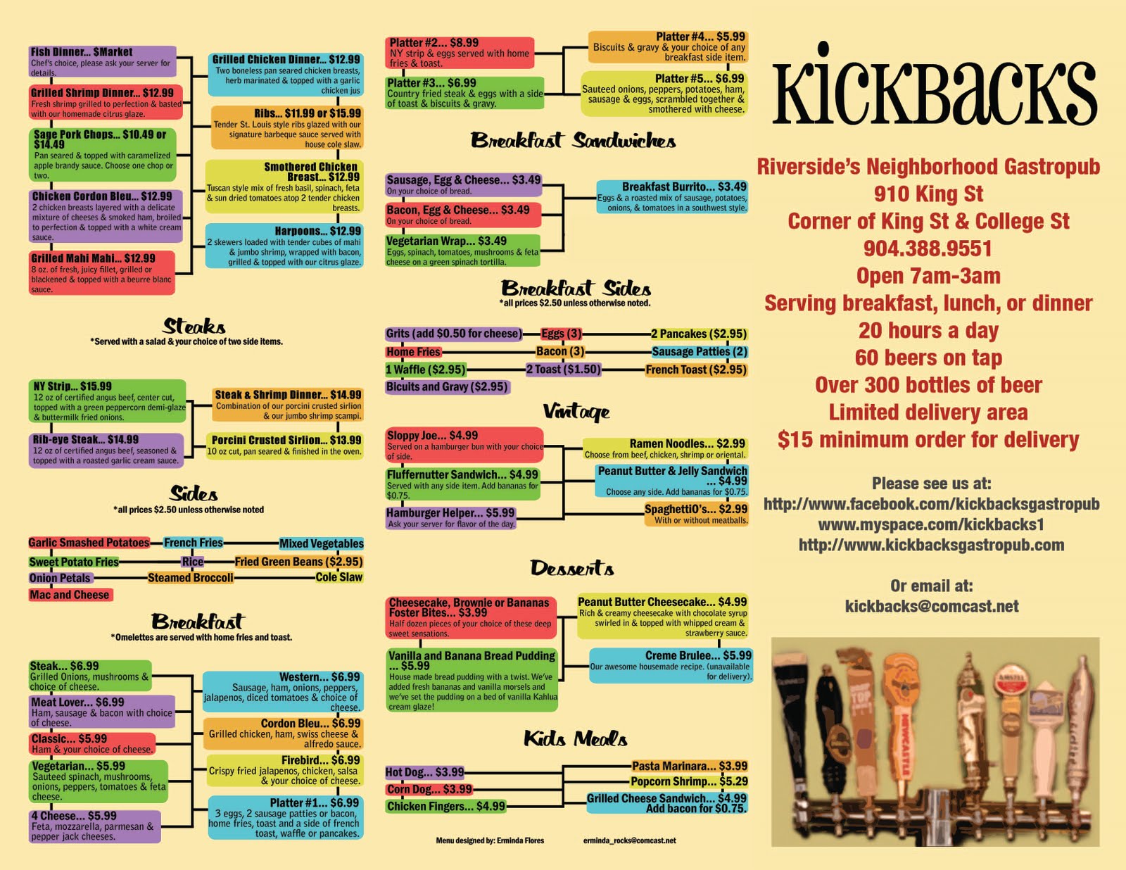 Spiffalicious a design love affair... Kickbacks to go menu design