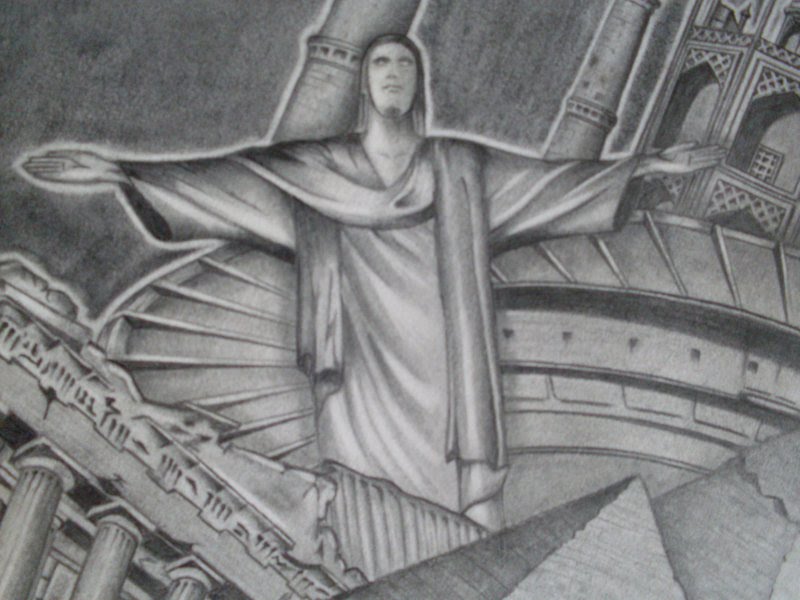 luiz henrique desenhos cristo redentor estátua da liberdade e coliseu