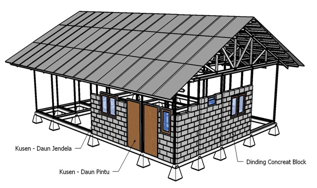 Gambar rumah rangka baja dengan tampilan sederhana