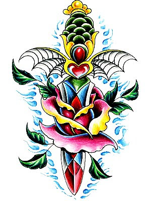 tattoo designs Tattoo design with flower on dagger