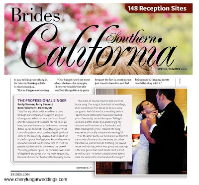 Bride and wedding singer in Brides magazine