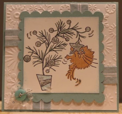SC207 Christmas Fluffles card by olgy15 Handmade Christmas or winter card with Fluffles stamp