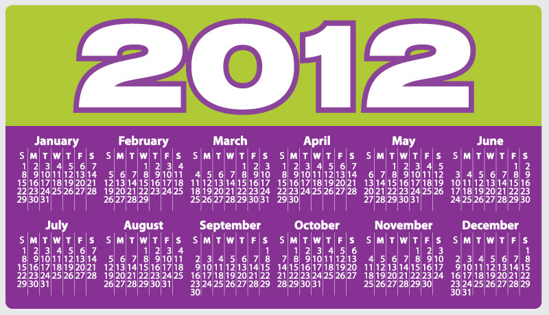 annual calendar 2012. calendar 2012