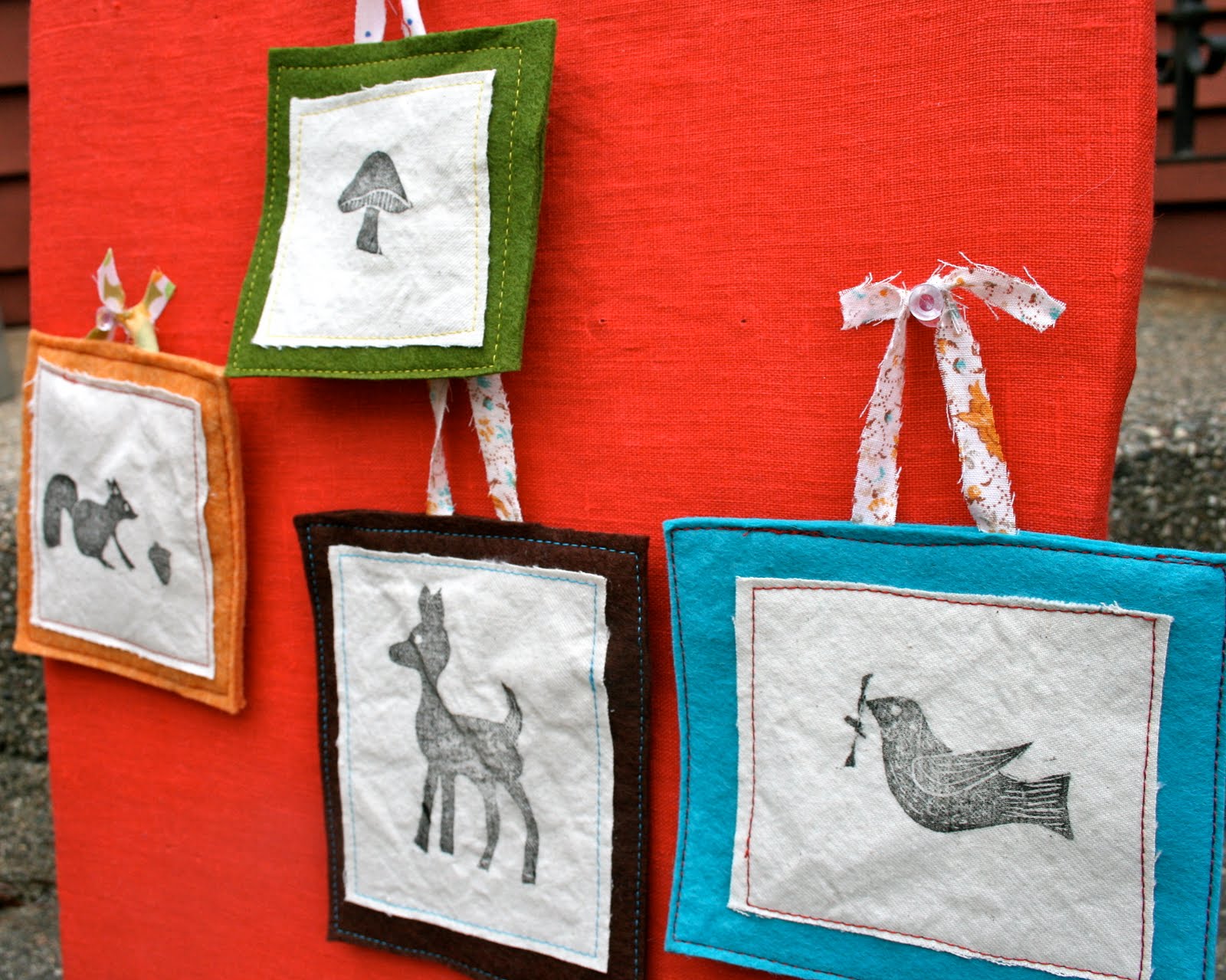 red bird crafts printed felt wall hangings