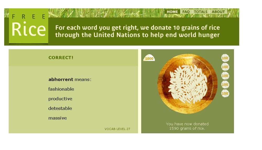Free Rice Game Fight World Hunger KnowThyMoney
