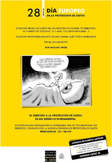 Cartel anunciador del Día Europeo de la Protección de Datos y de la Jornada de Puertas Abiertas de la AEPD. Hacer clic, para ver a mayor tamaño.