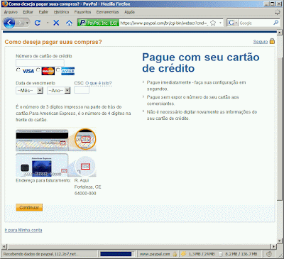 criando uma conta paypal