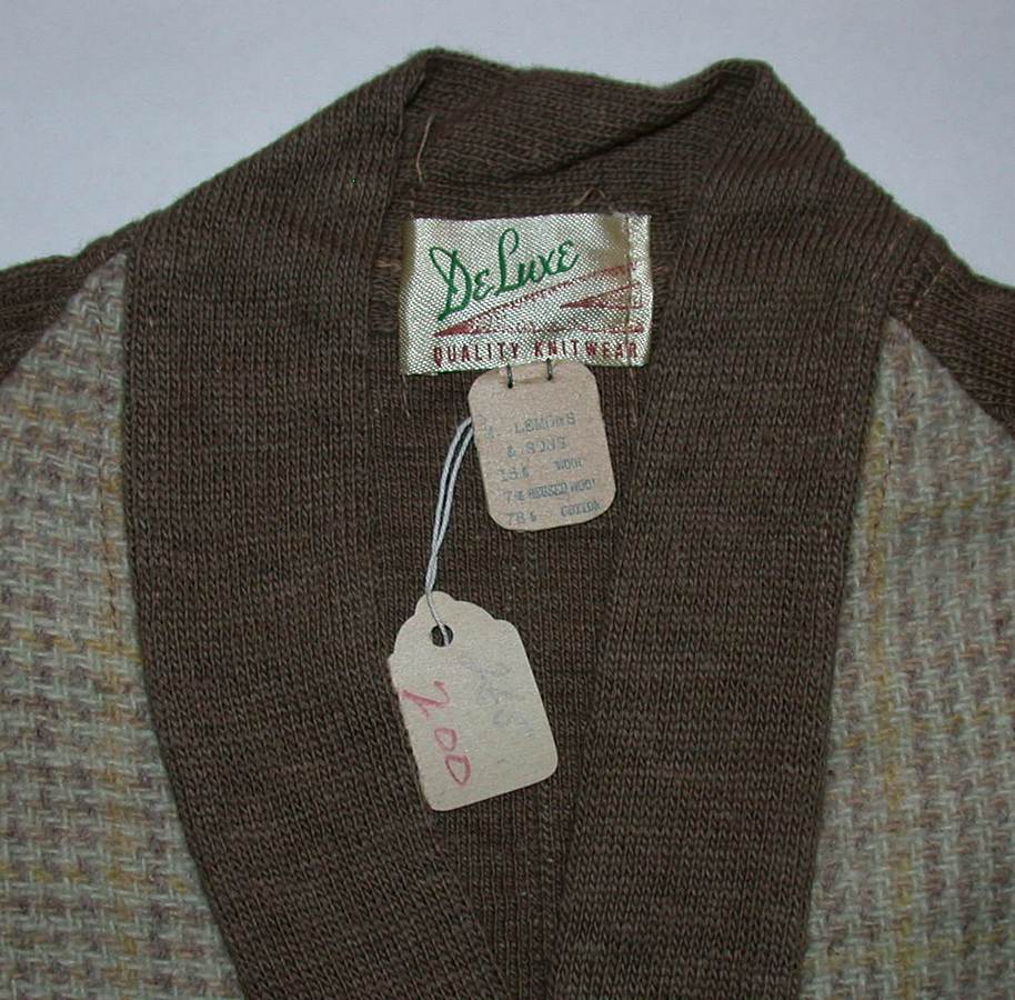 1930's 1940's Two Tone Wool Cardigan Sweater Rivet Head