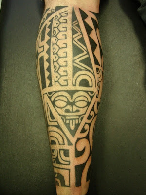 Tattooed Polynesian man. Early Islanders used body art to express social and