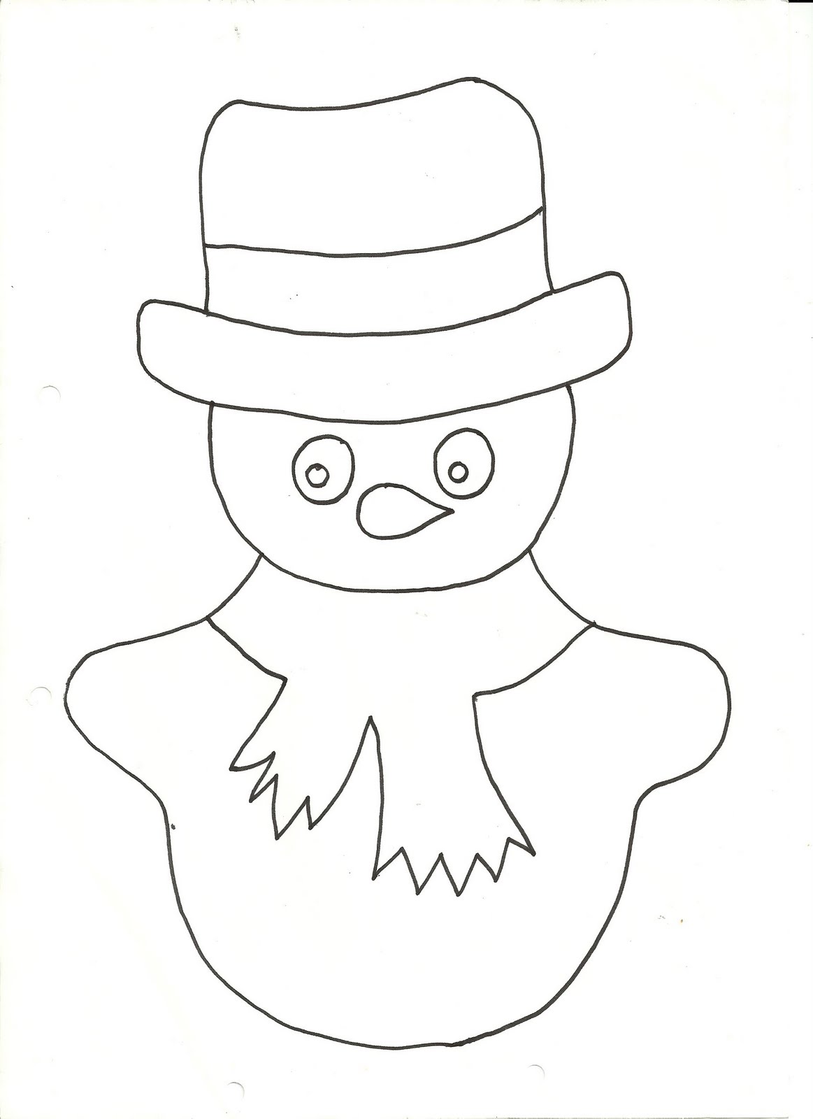 muñeco de nieve para pintar e imprimir