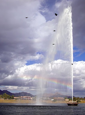 Fountain Hills, AZ, fountain and rainbow