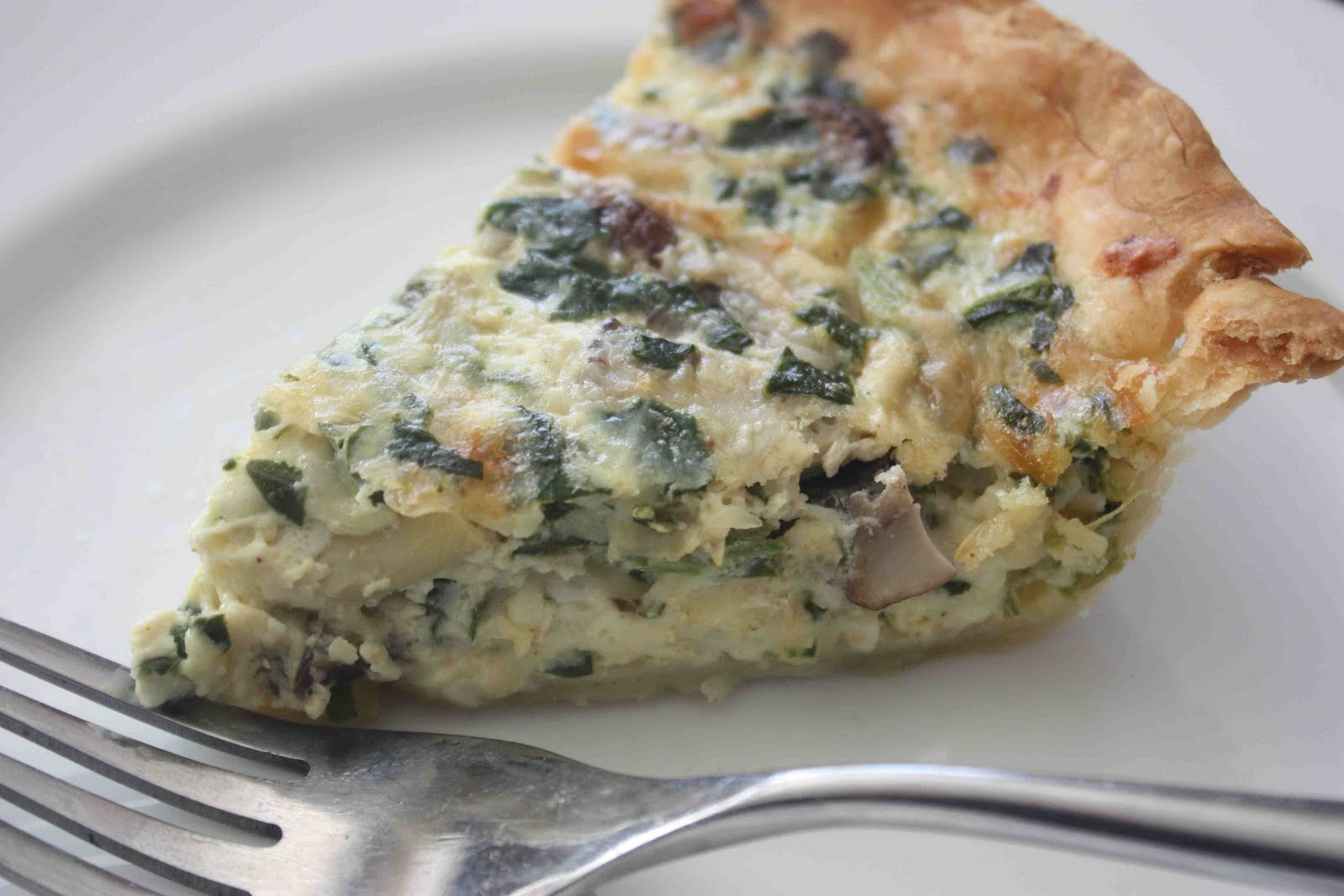 Jaime and Jen Dish MEATLESS MONDAY Spinach Artichoke Mushroom Quiche