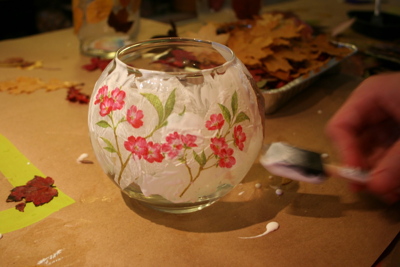 Pink and Green Mama * ModPodge and Decorative Napkin Votive Lanterns