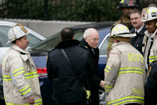 Vice President Dick Cheney shakes hands with Washington, D.C. firefighters