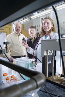 researchers, from left, Larry Nies, Ron Turco and Leila Nyberg