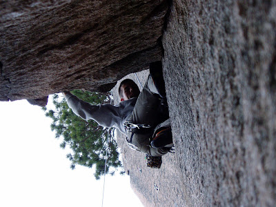 Sam, somewhere in the White Mountains of New Hampshire on a multi-pitch climb