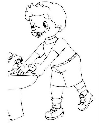 Dibujos para colorear: lavado de manos - Imagui