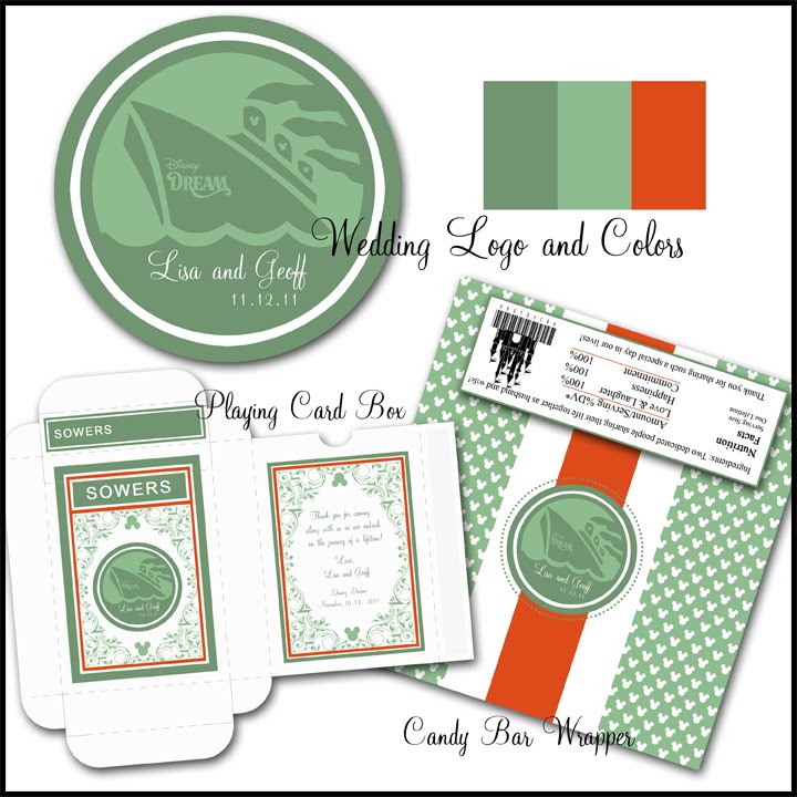 Here is the wedding logo and printable candy bar wrapper and playing card Here is the wedding logo and printable candy bar wrapper and playing card