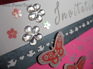 Sparkling fushia butterfly wedding card