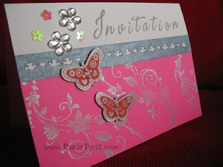 Sparkling fushia wedding card