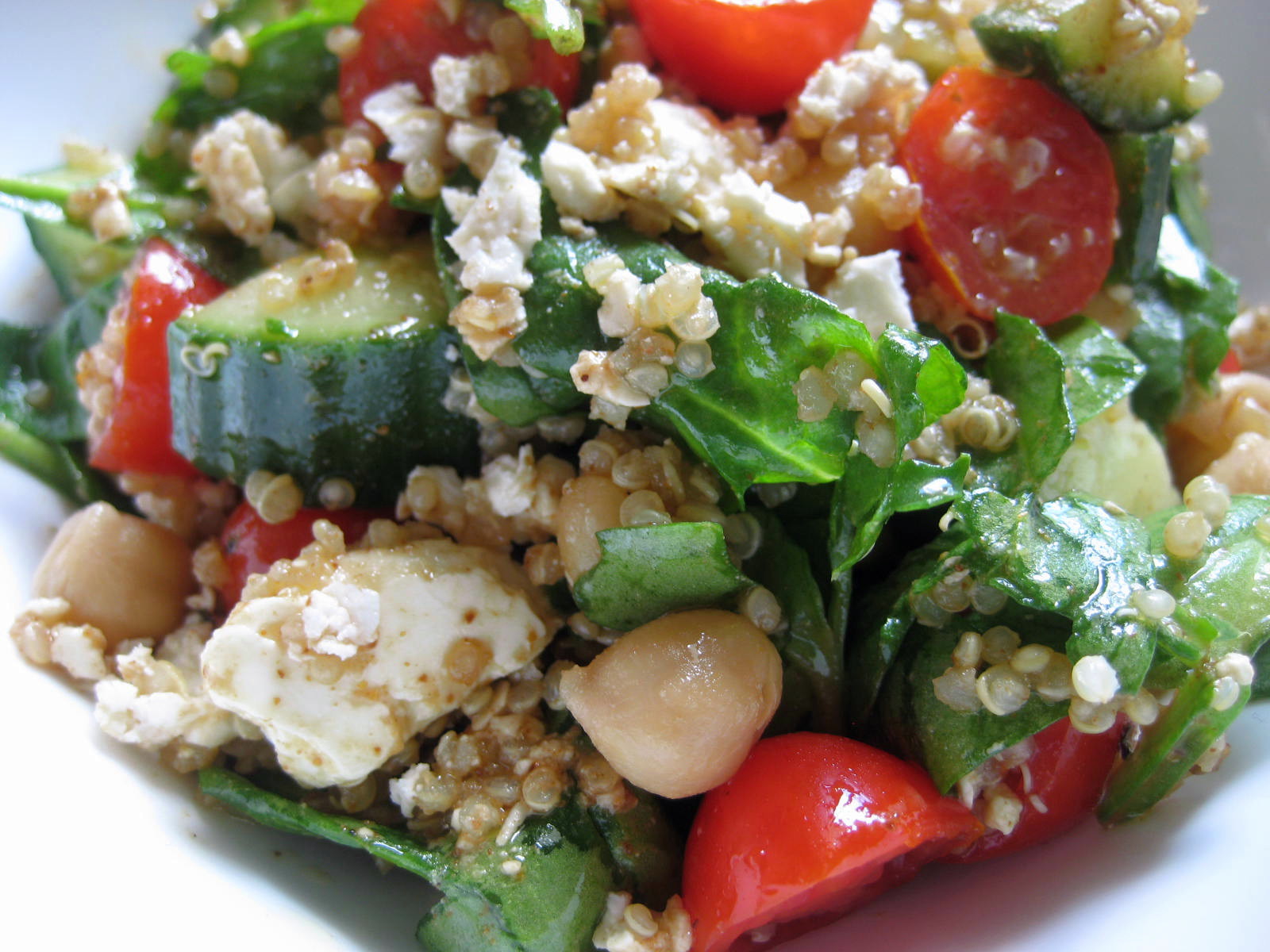 The Hedonistic Kitchen Quinoa, Garbanzo and Spinach Salad with Smoked