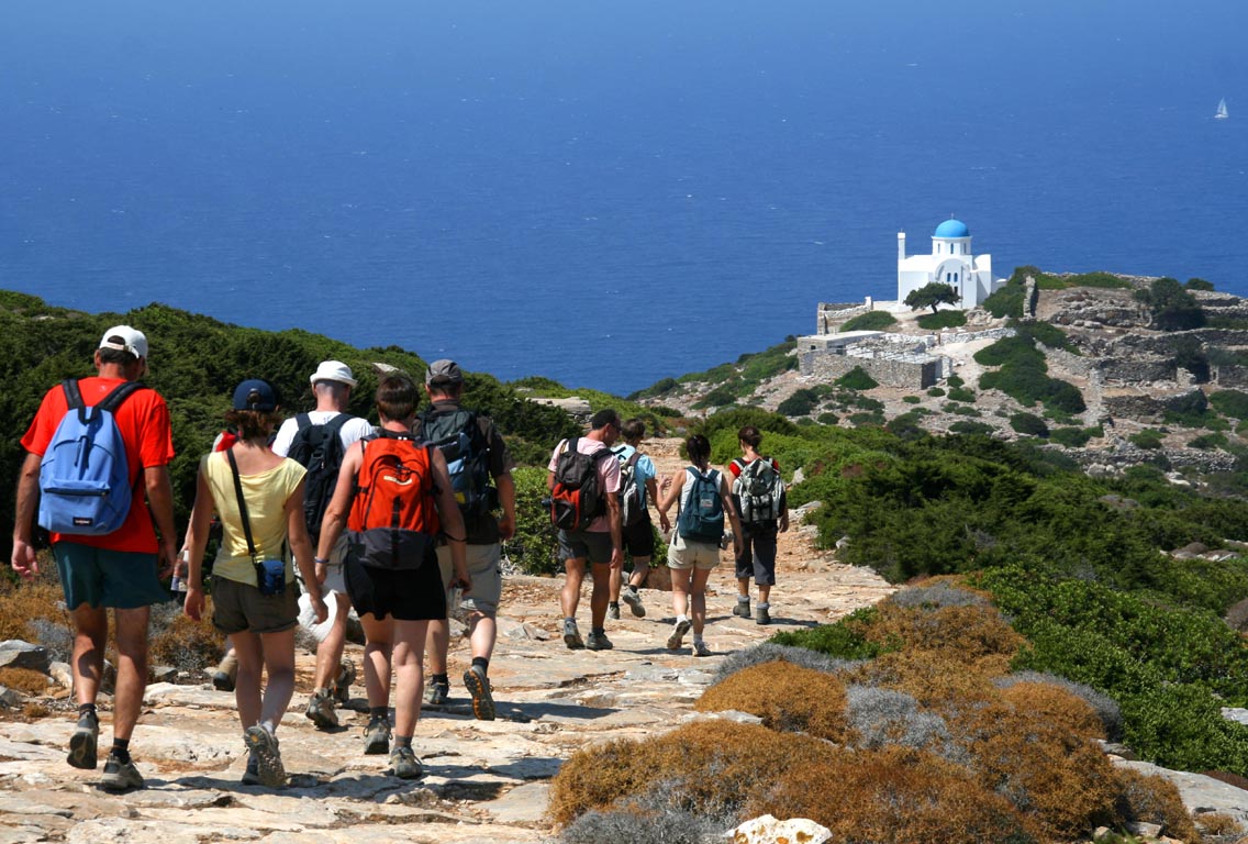 Cyclades, islands in Greece Walking on