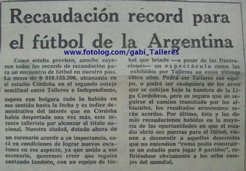 RECAUDACION RECORD FUTBOL ARGENTINO