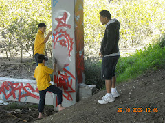 Bo and Bailey painting out graffitti.