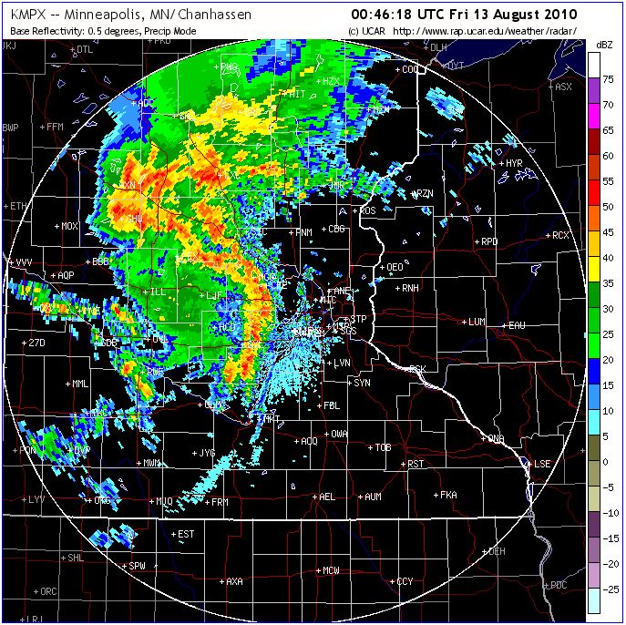 Bow Echo on Twin Cities Radar