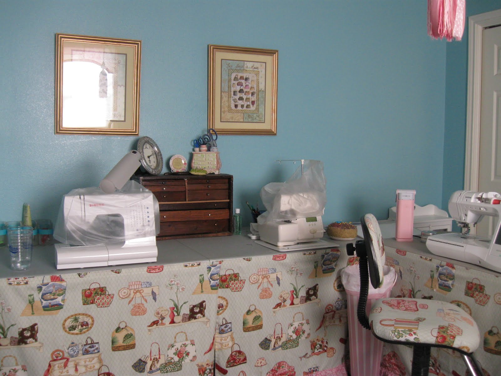 Sew Cute by gena Blue and Pink Sewing Room