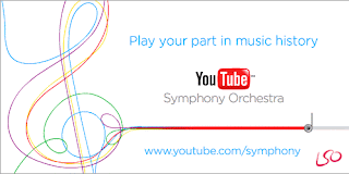 Logo di YouTube, link per seguire l'orchestra e titolo dell'iniziativa.