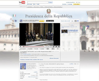 Immagine del profilo del Presidente su YouTube.