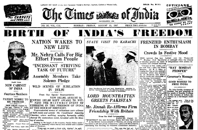 Times of India, 15 August 1947
