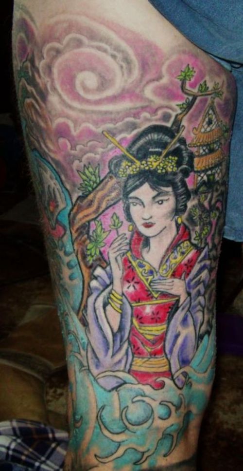geisha girl tattoos. girl tattoos on hip. girls