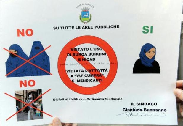 Poster in Italy to ban the niqab and burqa