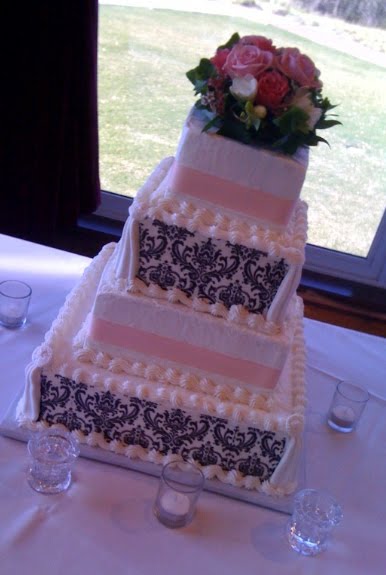 Black And White Damask Cake. Black And White And Pink