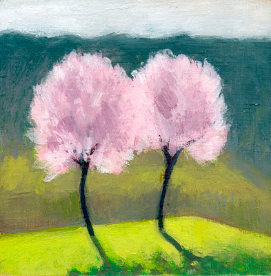 Two plum trees by Liza Hirst