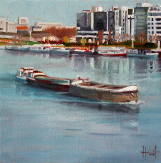 Barge on the Seine by Liza Hirst