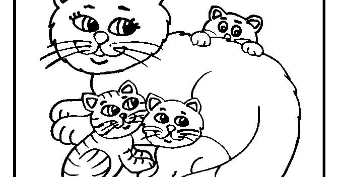 Coloring Pages: Funny Cats Family Coloring Page