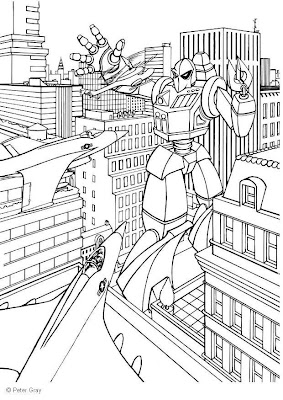Transformer Coloring on Transformers In The City Coloring Pages