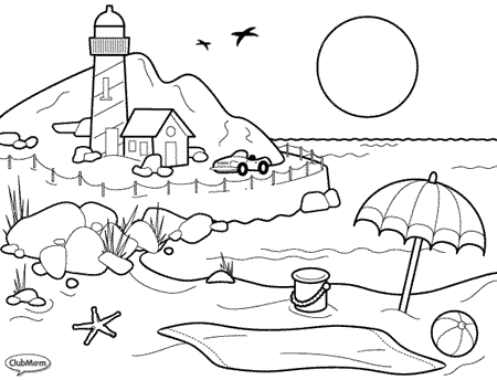 Coloring Book Pages on Another Downloading Sources For Beach Coloring Pages