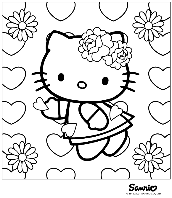 Filed in: Valentine's Day Coloring Pages Tagged with: hello kitty