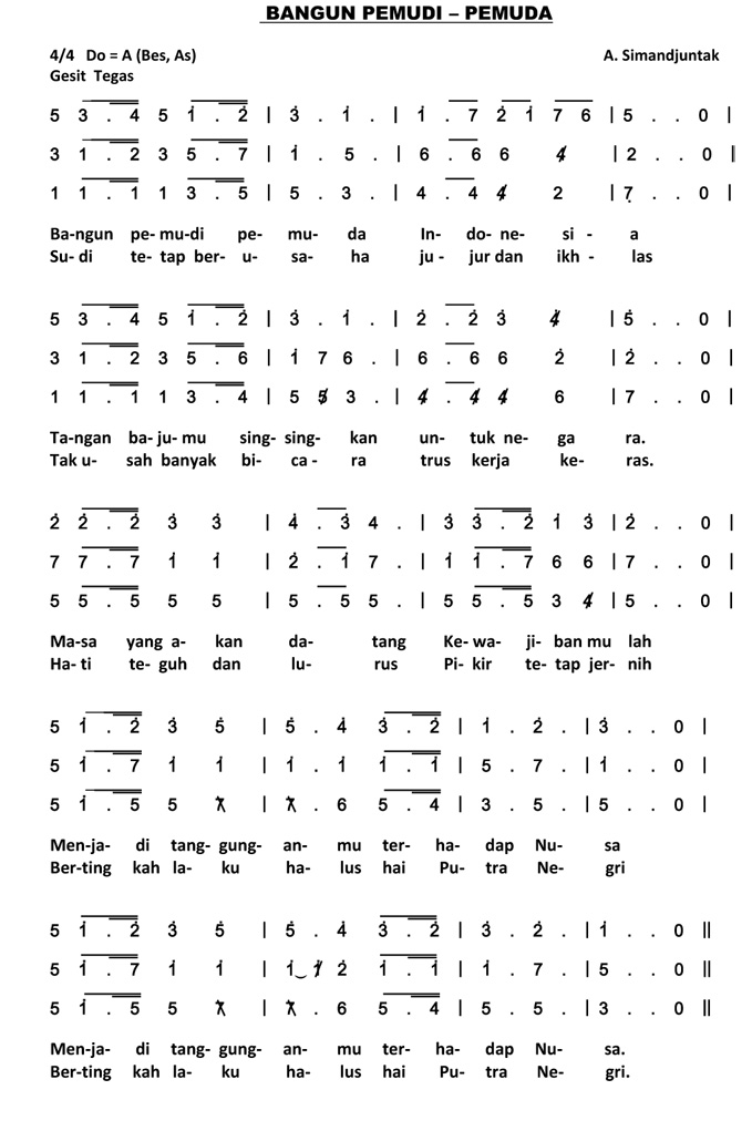 partitur lagu wajib