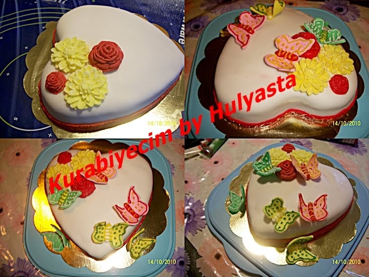 KURABIYECIM KALPLI VE KELEBEKLI PASTA