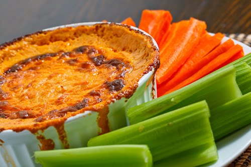 Buffalo Wing Dip with Carrots and Celery