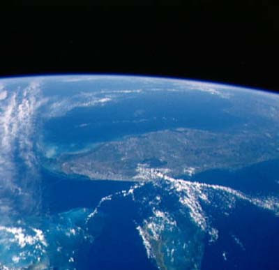 looking down from a space station